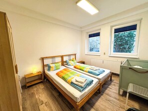 4 bedrooms, iron/ironing board, travel cot, free WiFi