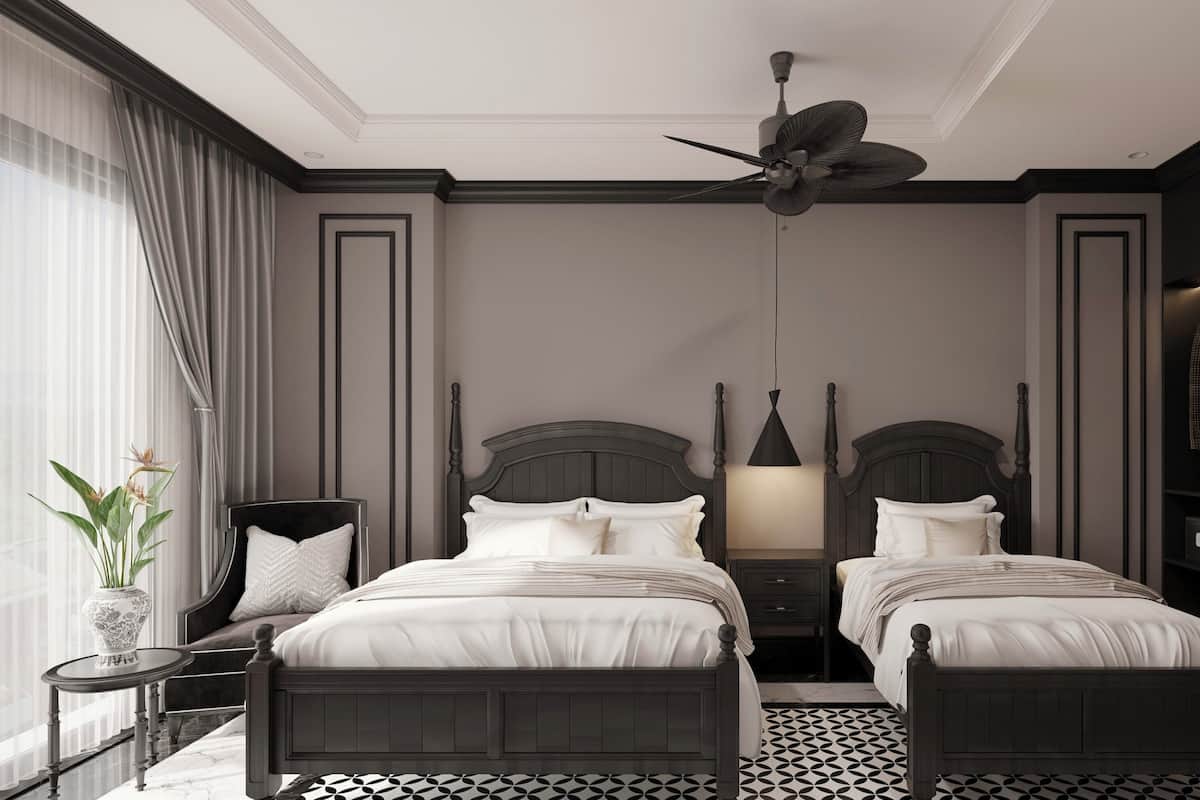 Phòng Suite dành cho gia đình, quang cảnh vườn | Minibar, bàn, màn/rèm cản sáng, bàn ủi/dụng cụ ủi quần áo