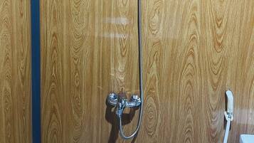 Shower, rainfall showerhead, eco-friendly toiletries, slippers