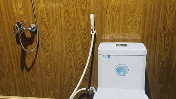 Shower, rainfall showerhead, eco-friendly toiletries, slippers