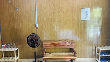 Hypo-allergenic bedding, desk, laptop workspace, blackout curtains