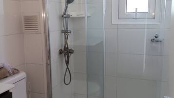 Hair dryer, towels, toilet paper