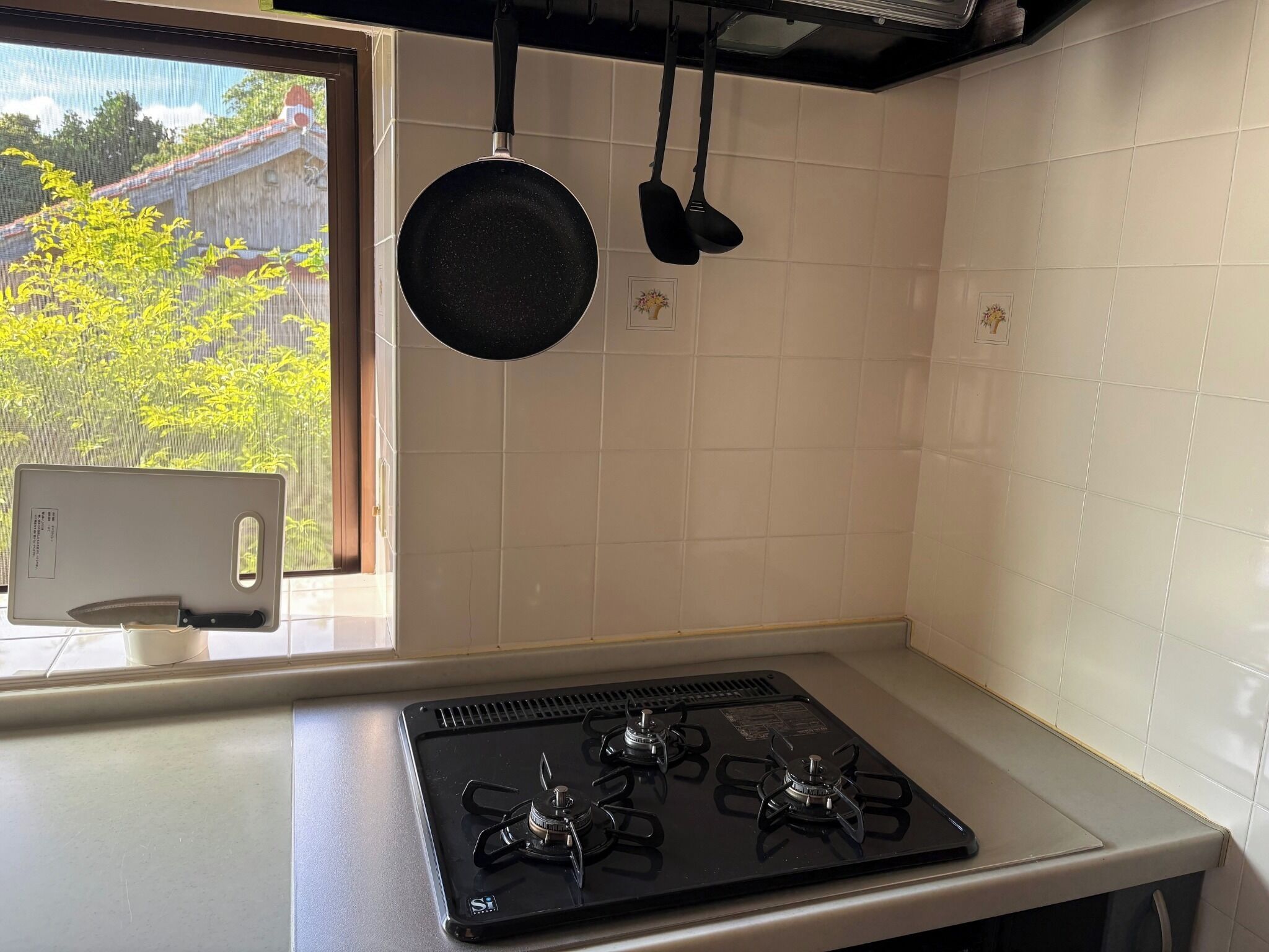 Fridge, microwave, stovetop