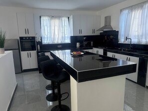 Microwave, toaster, cookware/dishes/utensils