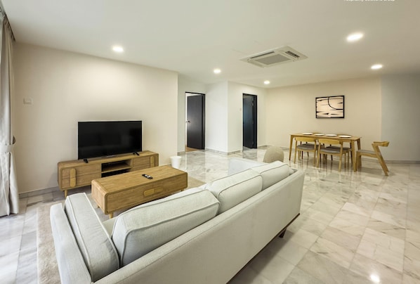 Family Condo, 3 Bedrooms, Balcony, City View | Living area - Villa Putra Condominium PWTC by Airhost (Kuala Lumpur)