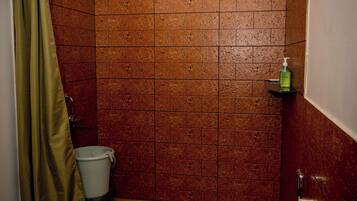 Douche, sĂšche-cheveux, serviettes fournies, savon