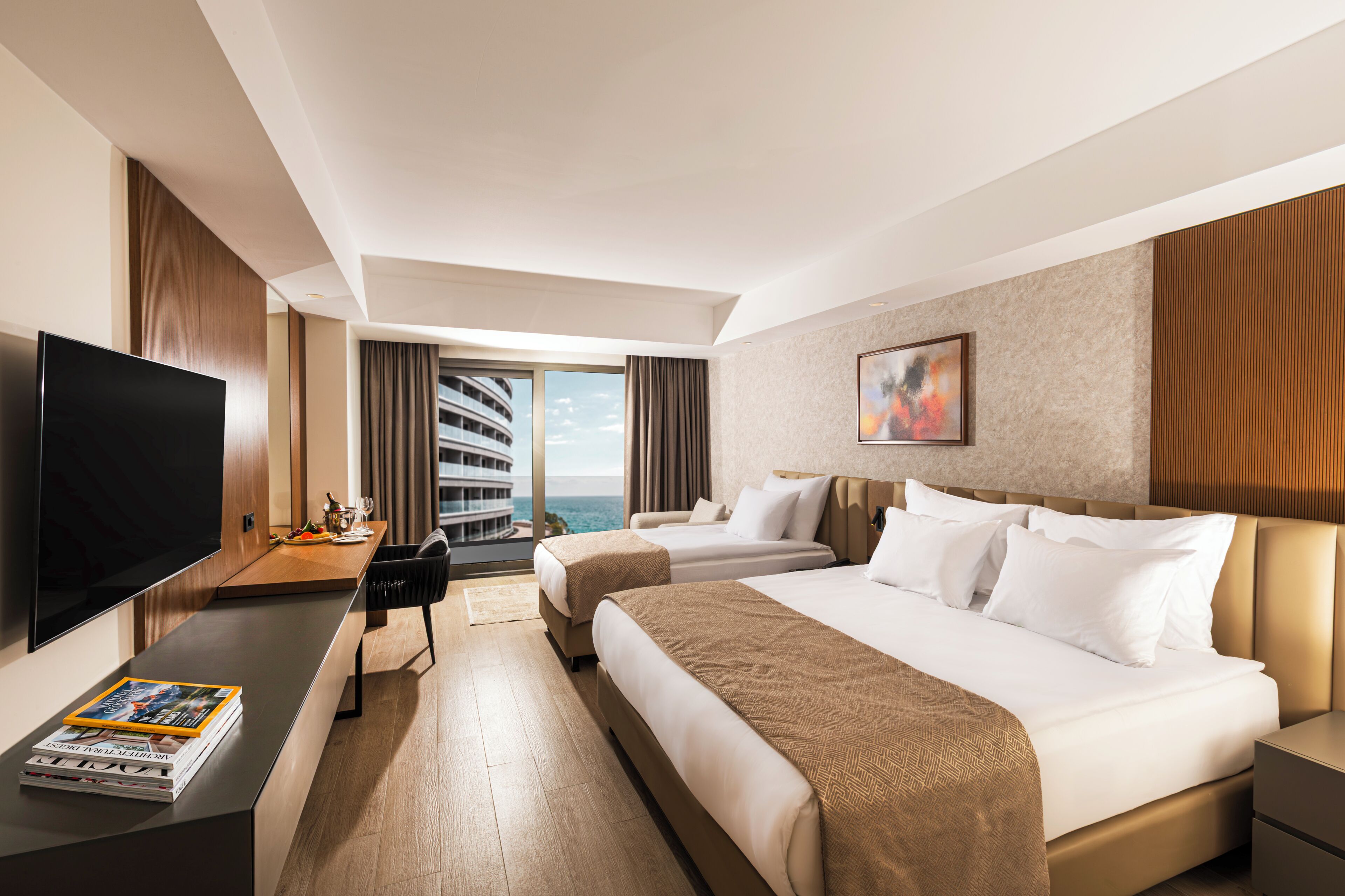 Deluxe Double Room, Balcony, Sea View | Premium bedding, free minibar, in-room safe, blackout curtains