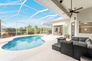 Outdoor pool, a heated pool - Private - Heated Pool Waterfront Home - Coastal Escape in Port Charlotte, FL. (Port Charlotte)