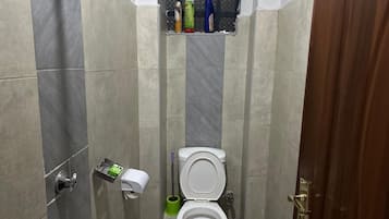 Dusch, handdukar, tvÄl och toalettpapper