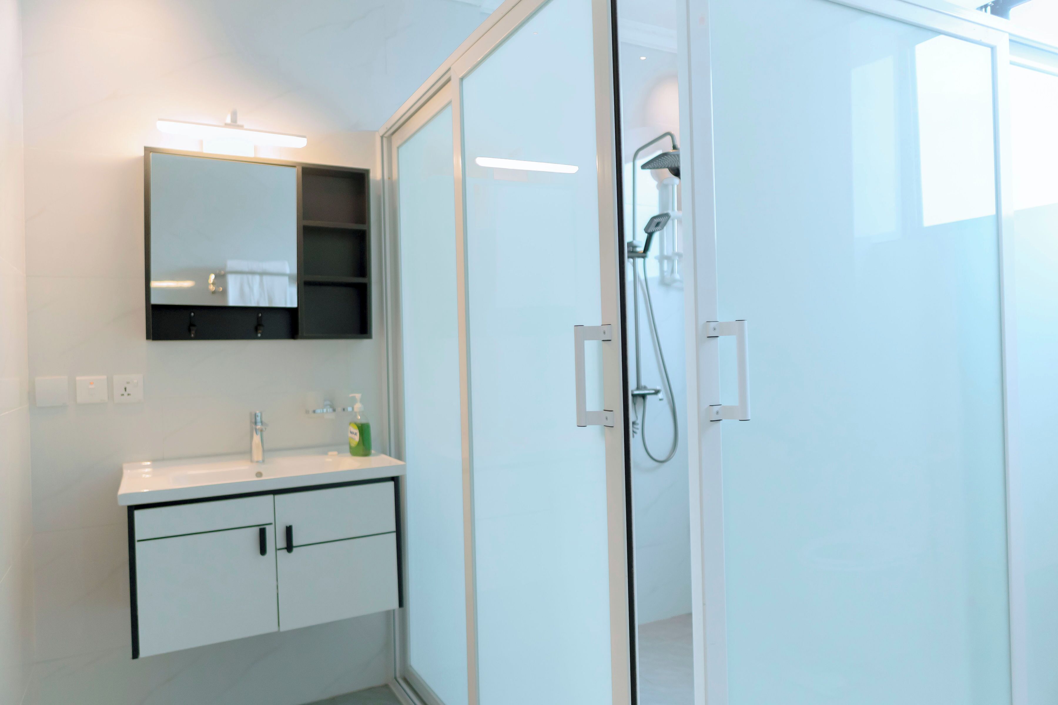 Slippers, towels, soap, toilet paper