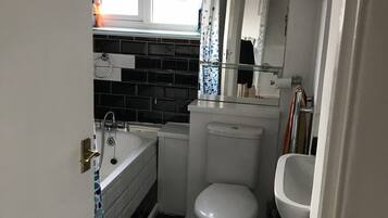 Hair dryer, soap, toilet paper