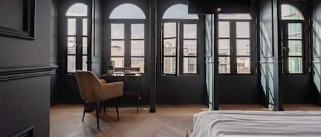 1 bedroom, desk, iron/ironing board, travel cot