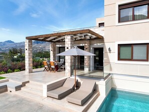 Outdoor dining - Amorelia Casa-Elegant Pool villa in South Crete (Rethymno Crete)