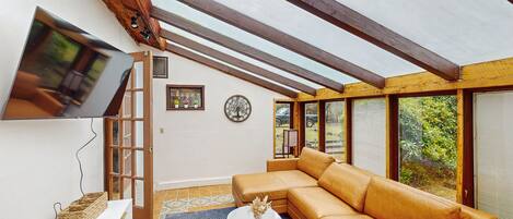 Televisión y chimenea