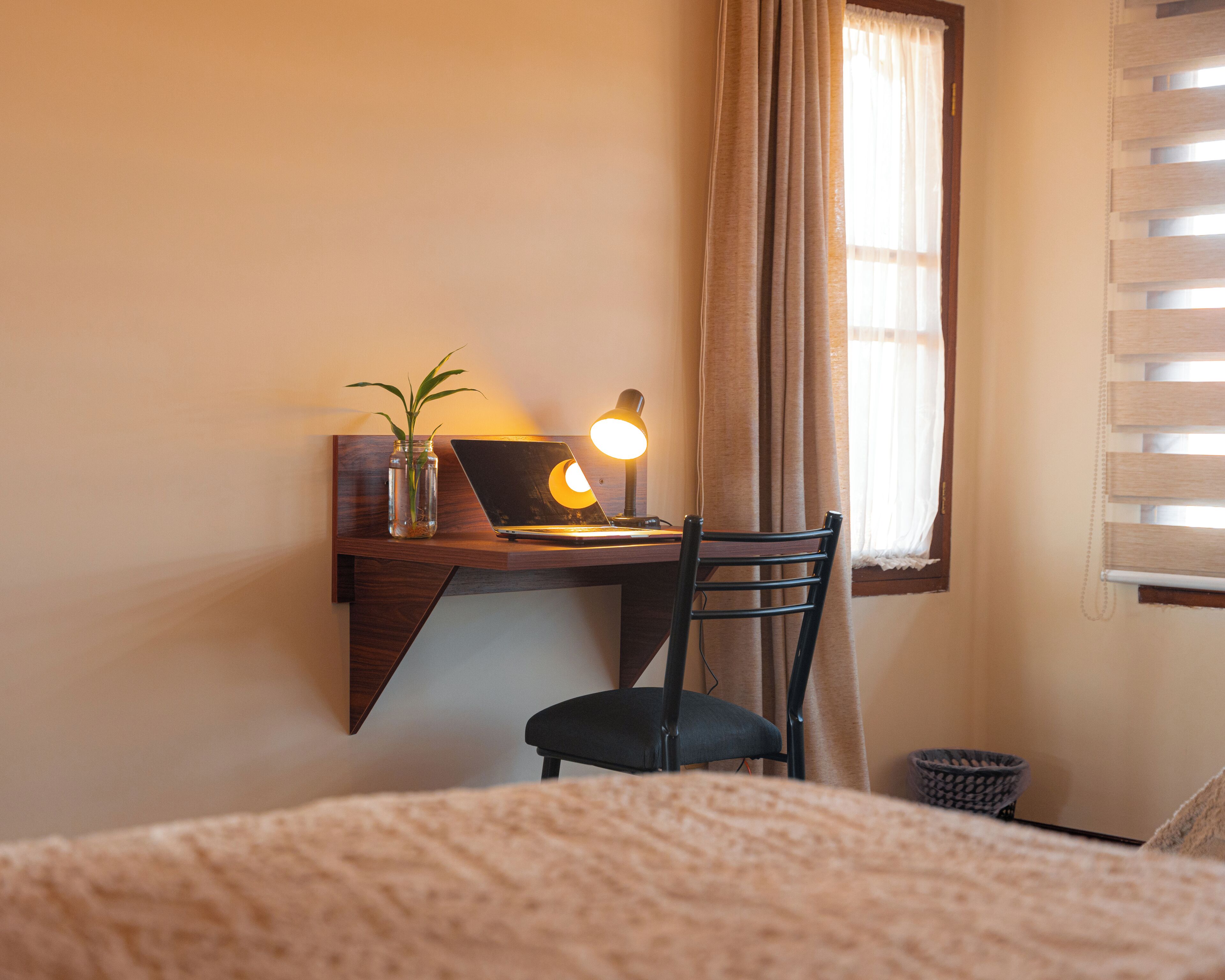 Desk, laptop workspace, free WiFi