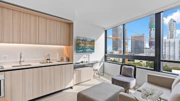 Comfort-huoneisto, kaupunkinäköala | Oleskelualue