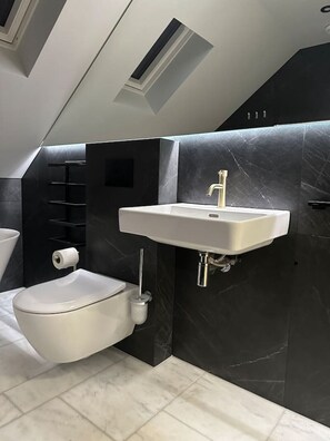 Hiustenkuivaaja, pyyhkeet, saippua, vessapaperi