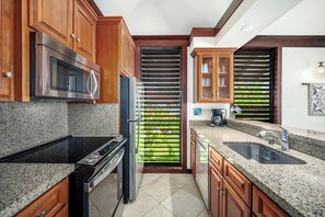 Fridge, microwave, oven, stovetop - Kiahuna Plantation Resort 177 Ocean View 1 Bedroom (Koloa)