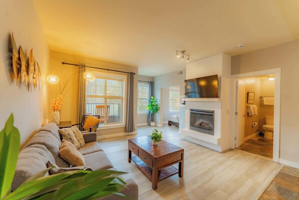 TV, fireplace, offices