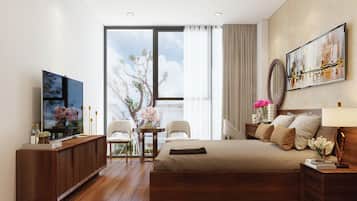 Family Quadruple Room, City View | In-room safe, desk, laptop workspace, soundproofing