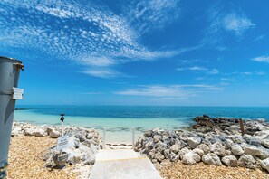 Sun loungers, beach towels - Pristine Oceanview Condo with Private Beach and Heated Pool (Key Colony Beach)