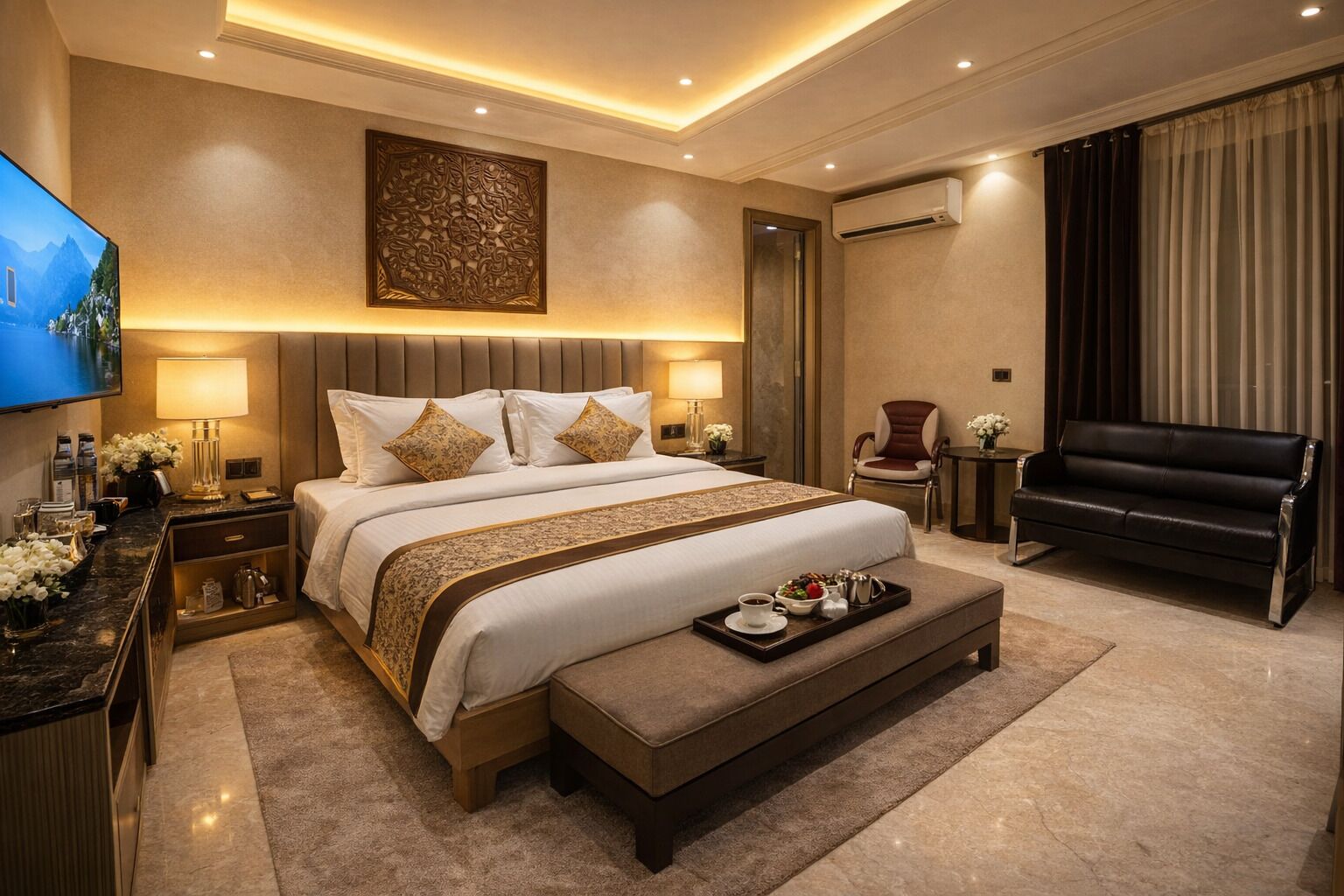 Presidential Studio Suite | Egyptian cotton sheets, premium bedding, desk, laptop workspace