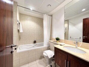 Regadera, tina de hidromasaje, secadora de cabello, bidet 