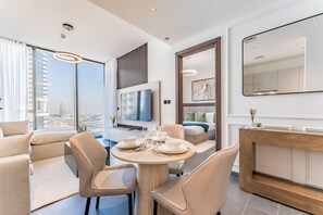 Dining - Prime 1BR, Few minutes Drive to Burj Khalifa and Dubai Mall - Sobha Hartland The Crest Tower C  by Deluxe Holiday Homes (Dubai)