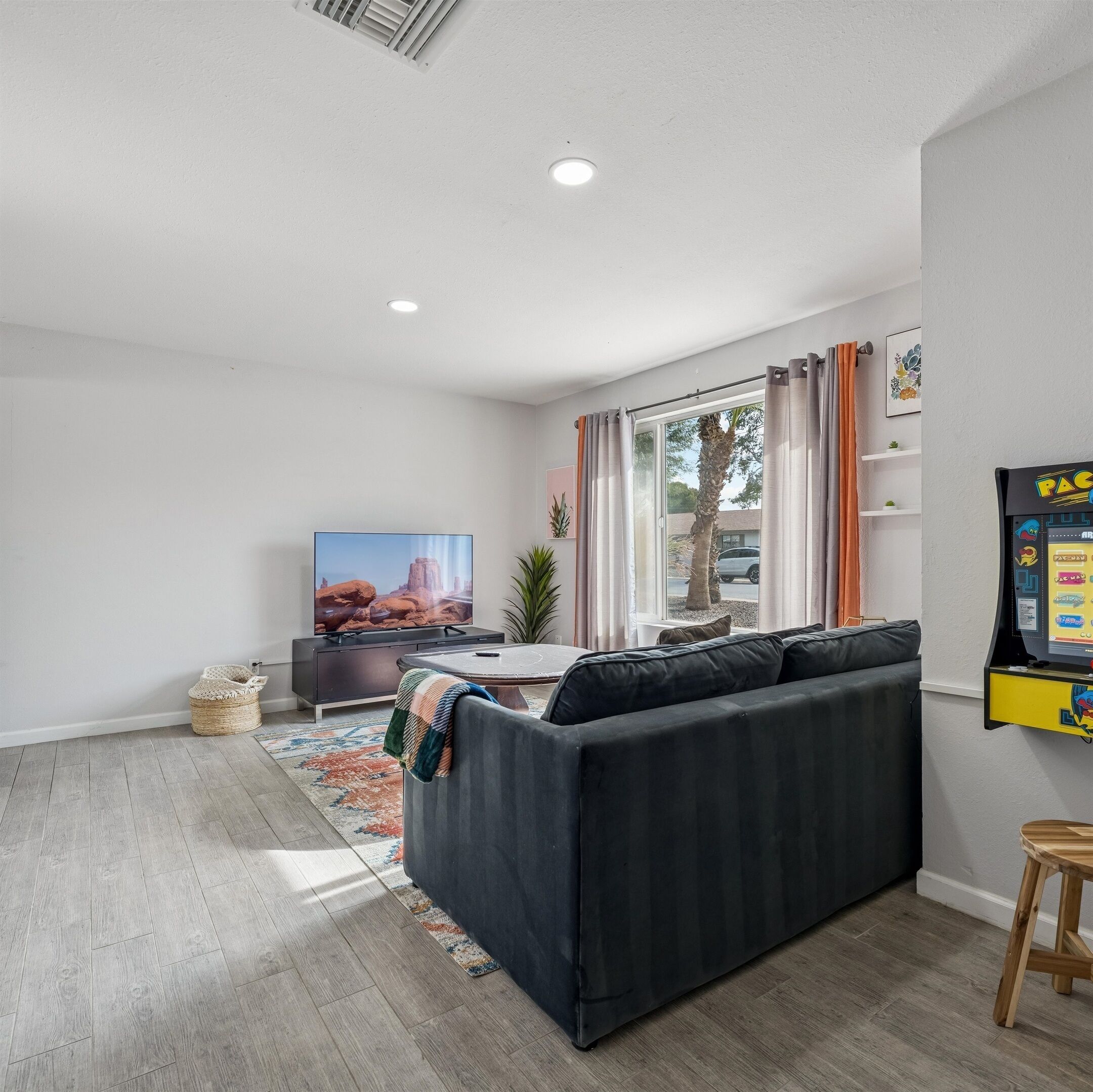 Smart TV, foosball, books