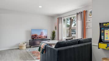 Smart TV, foosball, books