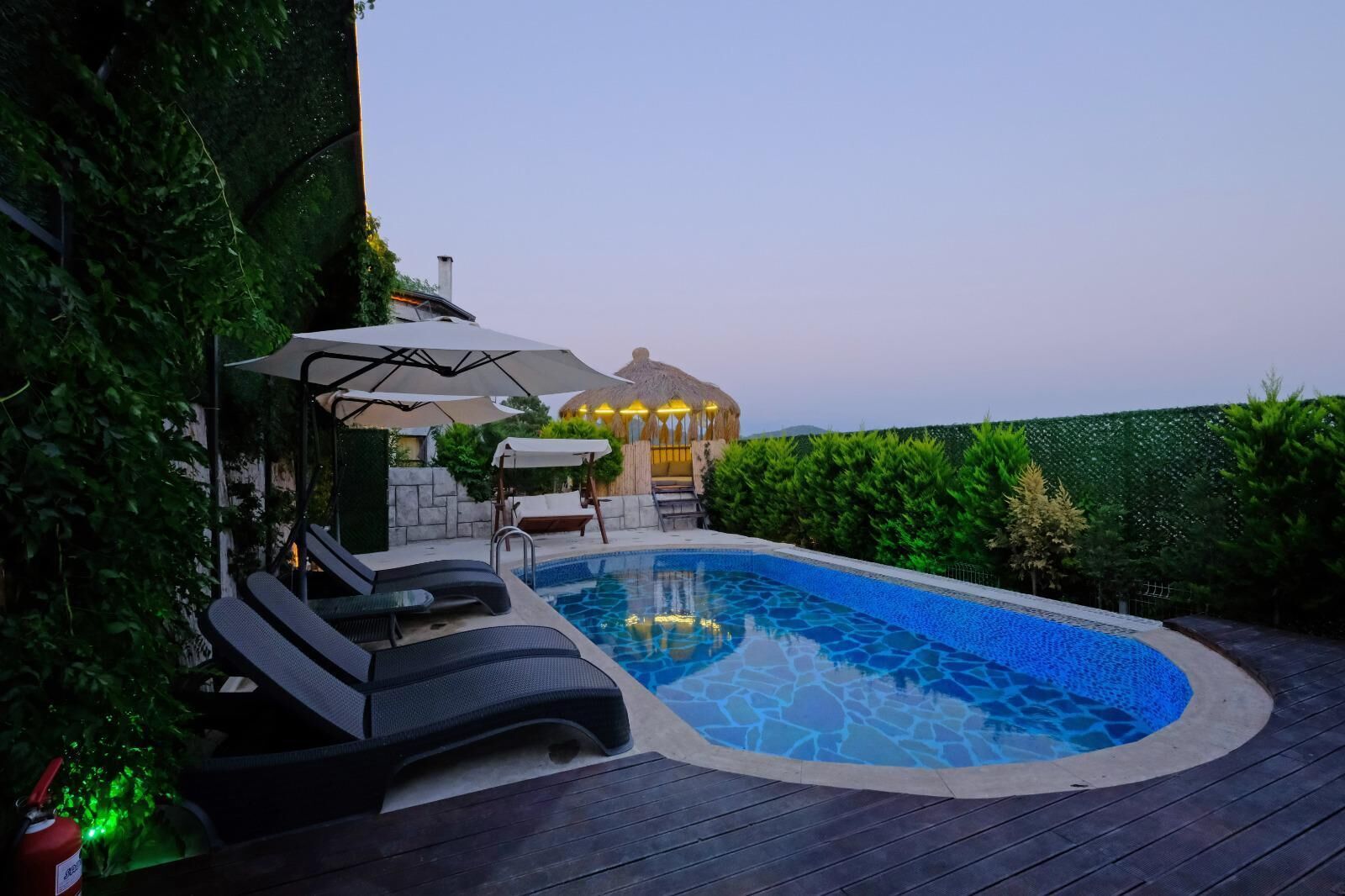 奢华别墅, 泳池景观 | 起居区 | 智能电视、壁炉