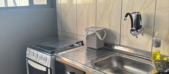 Minimalist studio apartment two blocks from the beach, accommodates up to three people.