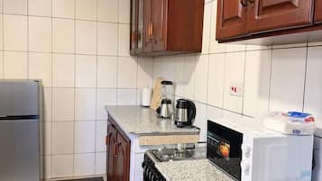 Großer Kühlschrank, Mikrowelle, Ofen, Herdplatte