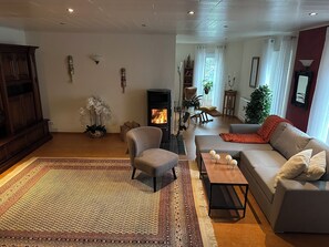 Fernseher, Kamin, Bücher