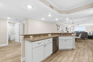 Fridge, microwave, oven, stovetop - 🌴🌞DiMucci Tower 404 | 3BR Condo w/ Intracoastal Views + Steps to the Beach (Daytona Beach)