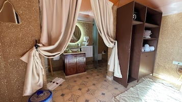 Luxury Triple Room, Private Bathroom, Garden Area | Bathroom | Separate tub and shower, hair dryer, bathrobes, towels