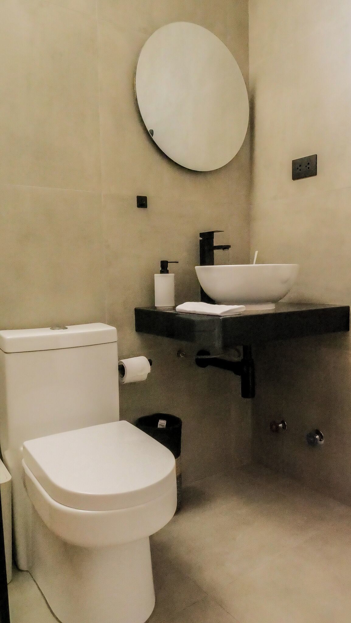 Shower, towels, toilet paper