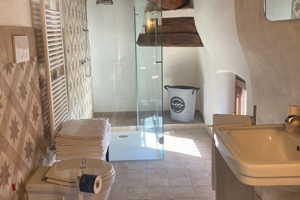 Deluxe-Vierbettzimmer, Terrasse | Badezimmer