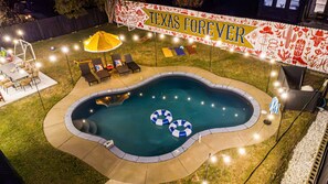 Outdoor pool - Epic Luxury Texas Willow Ranch w/ Pool, Game Room, Soccer, BBQ, Fire table (North Richland Hills)