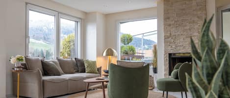 Televisión, chimenea