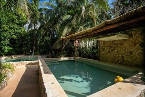Outdoor pool, sun loungers - Finca Oz (Homún)