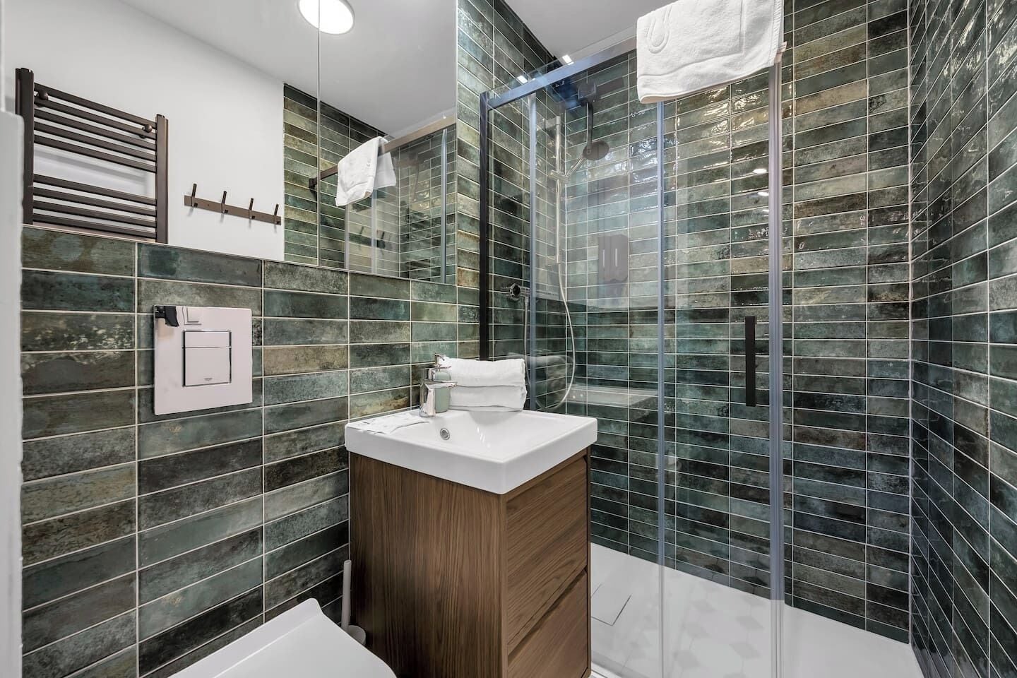 Hair dryer, towels, toilet paper