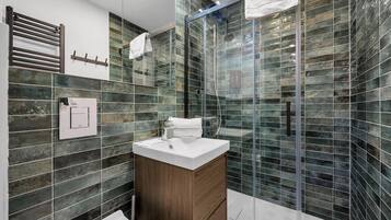 Hair dryer, towels, toilet paper