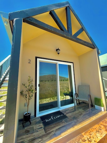 Exterior detail. Romantic 1-Bedroom Cabin with Private Terrace in Heart of Valle de Guadalupe