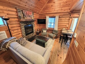 Smart TV, fireplace, DVD player, computer monitors