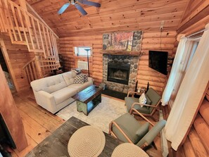 Smart TV, fireplace, DVD player, computer monitors