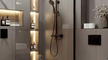 Shower, handuk, sabun, dan sampo