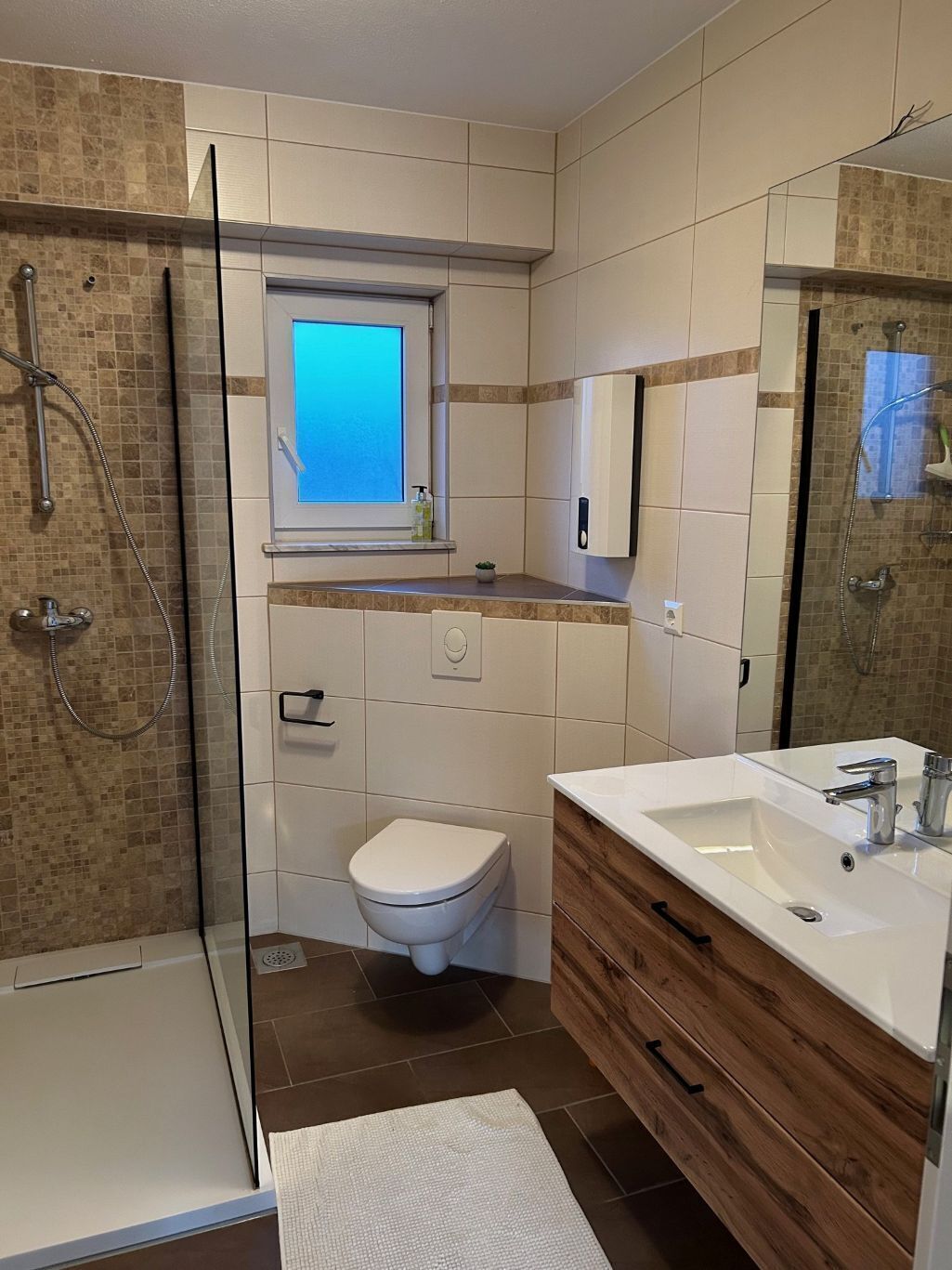 Dusche, Handtücher, Seife, Toilettenpapier