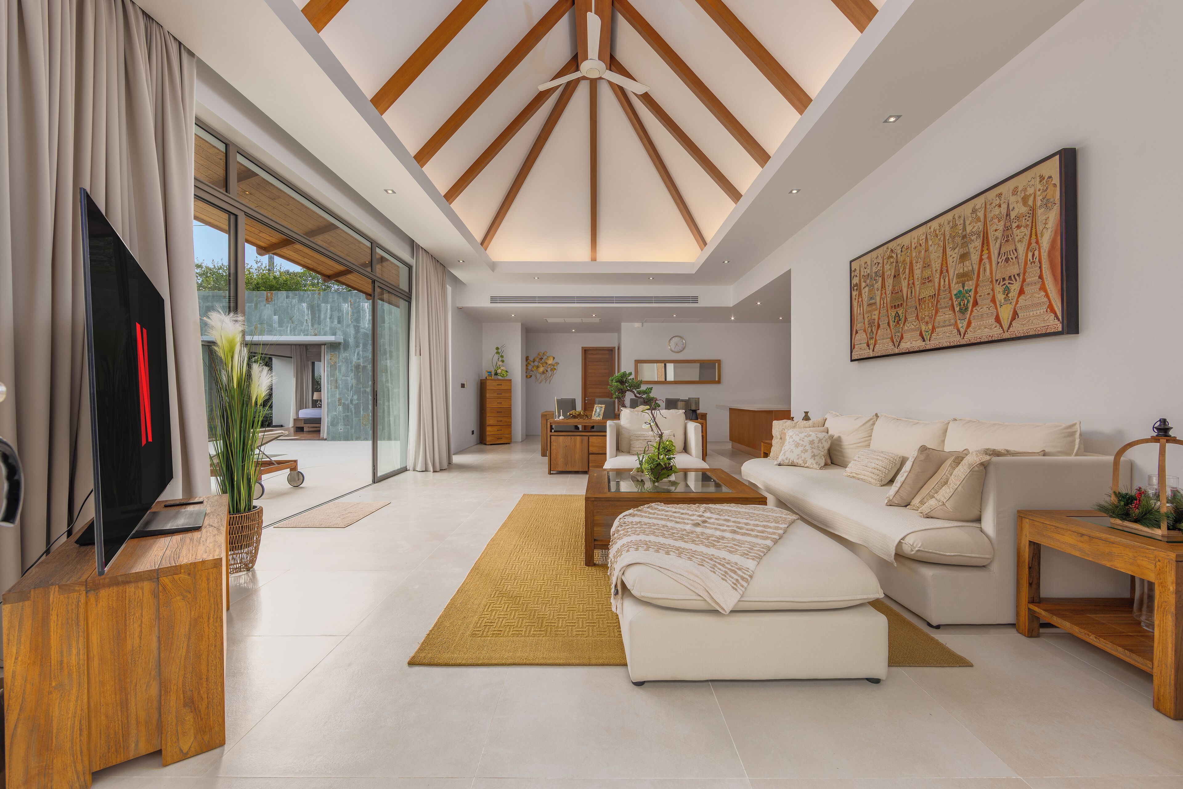 Comfort-Villa, 3 Schlafzimmer, Poolblick | Wohnbereich