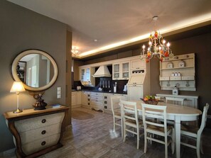 Fridge, microwave, oven, dishwasher - Private Villa: Pool and Secluded Mini Soccer Field (Kato Gouves)